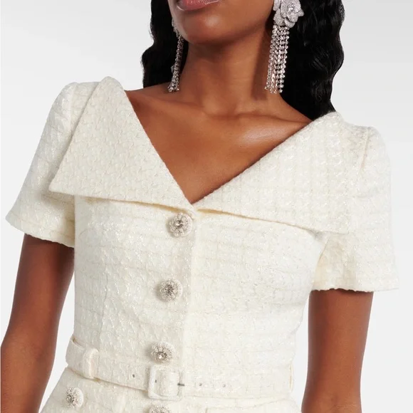 Self-Portrait bridal peplum satin and bouclé maxi dress (NEW and unworn!)